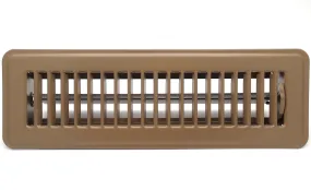 12" X 4" Floor Register with Louvered Design - Heavy Duty Rigid Floor Air Supply with Damper & Lever - Brown