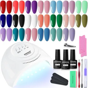 23-Piece UV Gel Nail Polish Set with LED Lamp, Base & Top Coats for Salon-Quality Manicures