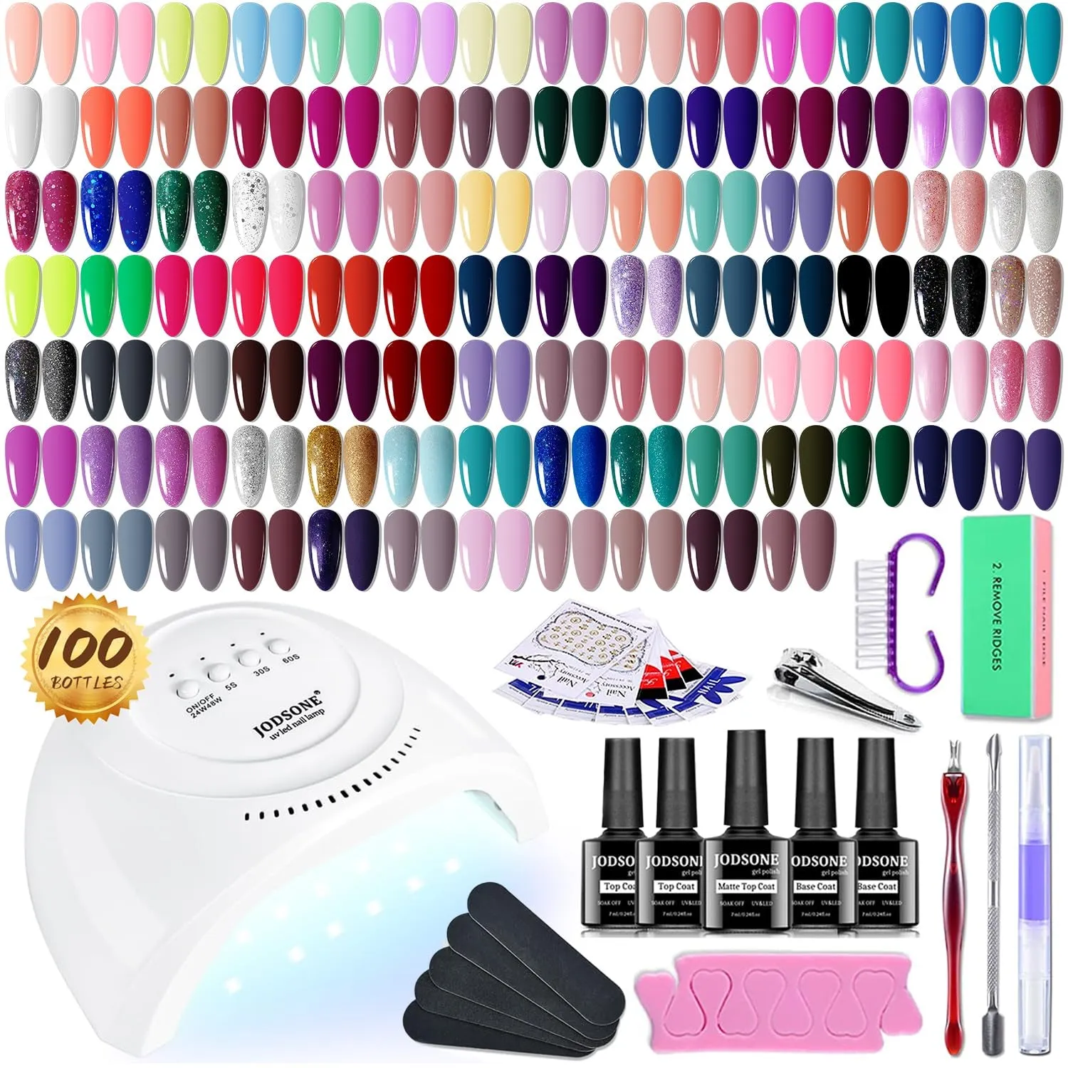 23-Piece UV Gel Nail Polish Set with LED Lamp, Base & Top Coats for Salon-Quality Manicures