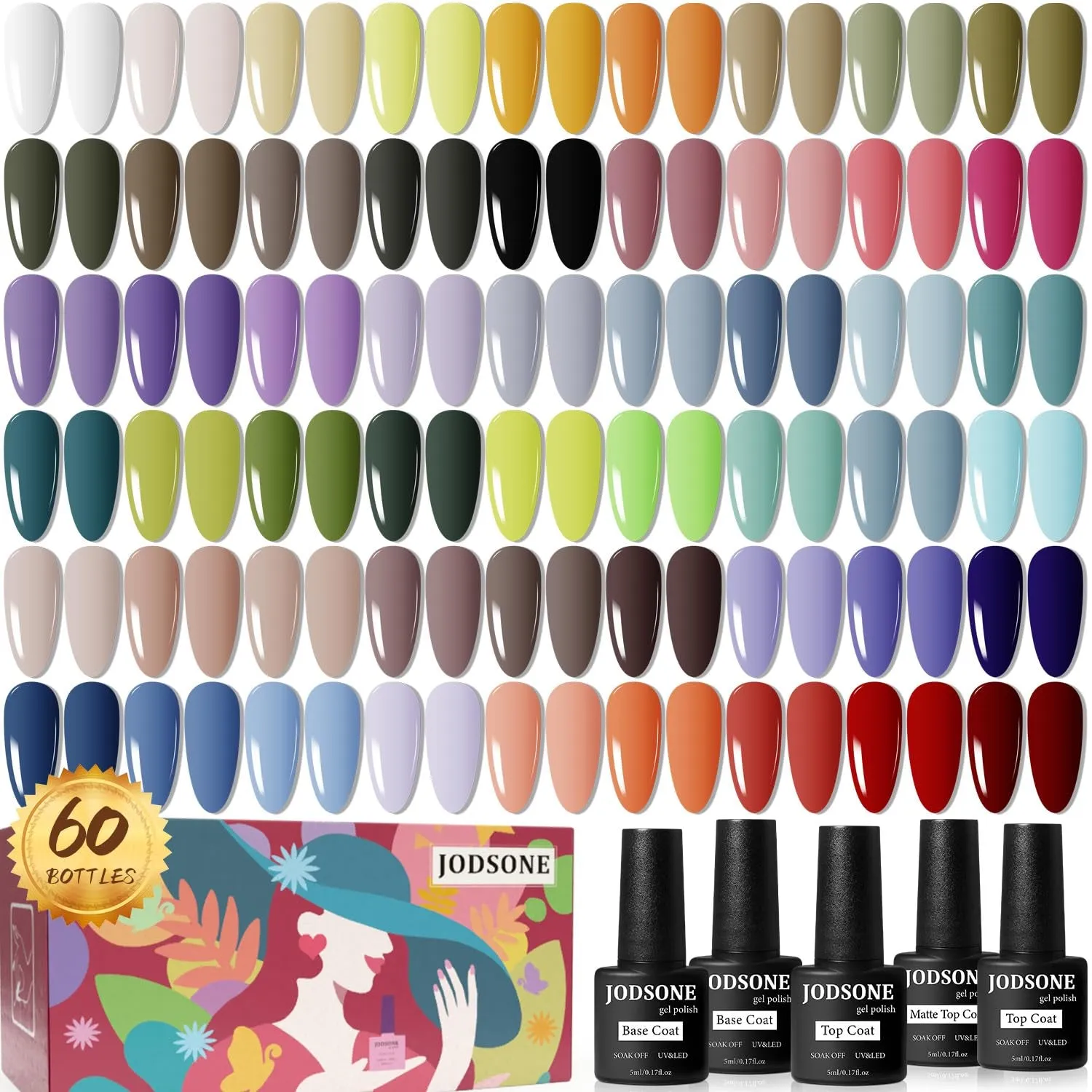 23-Piece UV Gel Nail Polish Set with LED Lamp, Base & Top Coats for Salon-Quality Manicures