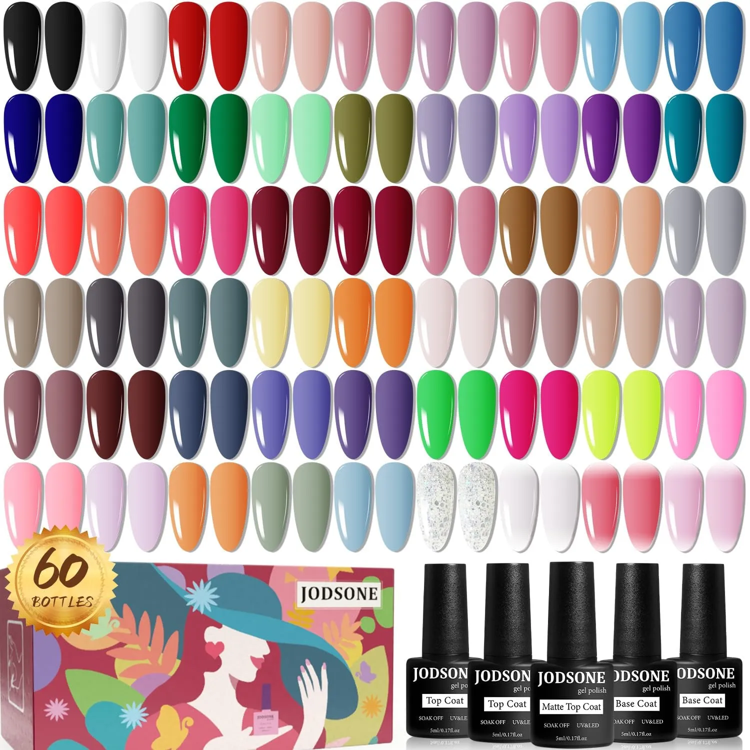 23-Piece UV Gel Nail Polish Set with LED Lamp, Base & Top Coats for Salon-Quality Manicures