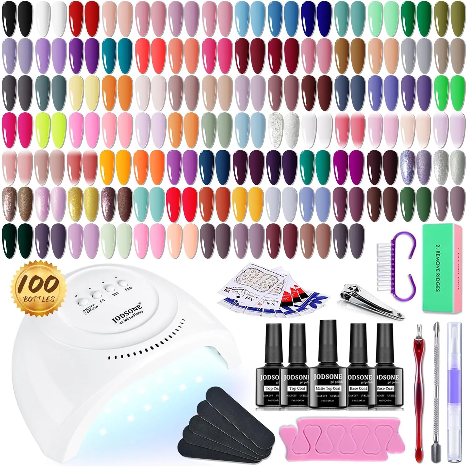23-Piece UV Gel Nail Polish Set with LED Lamp, Base & Top Coats for Salon-Quality Manicures