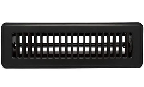 2" X 8" FLOOR REGISTER WITH LOUVERED DESIGN - FIXED BLADES RETURN SUPPLY AIR GRILL - WITH DAMPER & LEVER - Black