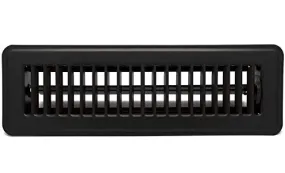 4" X 10" FLOOR REGISTER WITH LOUVERED DESIGN - FIXED BLADES RETURN SUPPLY AIR GRILL - WITH DAMPER & LEVER - BLACK