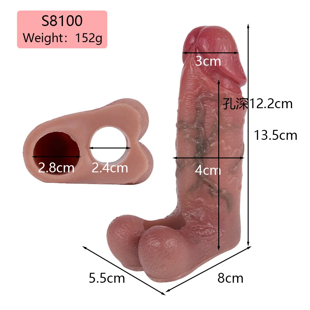 5-inch Penis Sleeve Extender - Realistic Dildo Cocksleeve Ring Ejaculation Sex Toy for Men