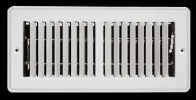 6" X 12" Mobile Home RV Floor Register Vent Grille with Back Dampers - Fixed Blades - 2 way Deflection - White