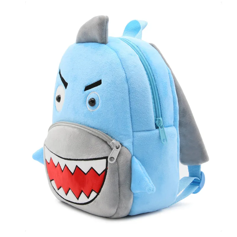 Anykidz 3D Blue Shark School Backpack Cute Animal With Cartoon Designs Children Toddler Plush Bag For Baby Girls and Boys