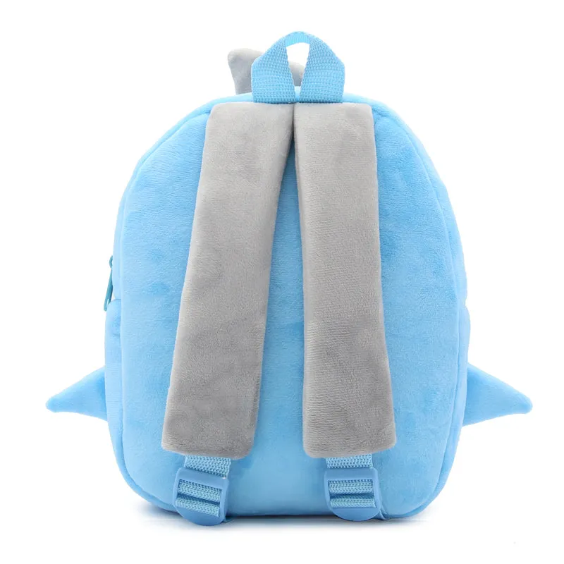 Anykidz 3D Blue Shark School Backpack Cute Animal With Cartoon Designs Children Toddler Plush Bag For Baby Girls and Boys