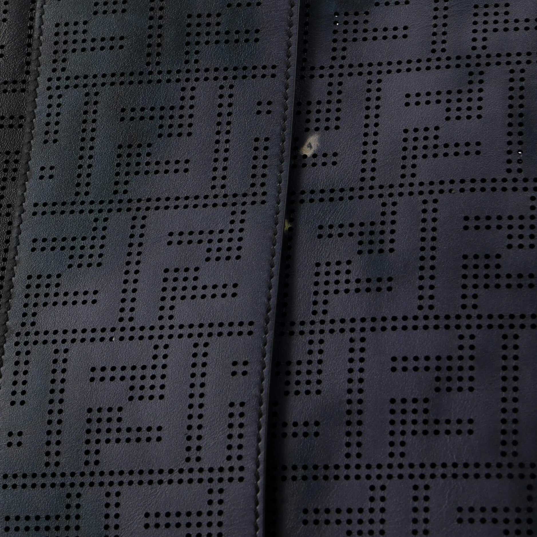 Baguette Messenger Bag Perforated Zucca Printed Leather Large