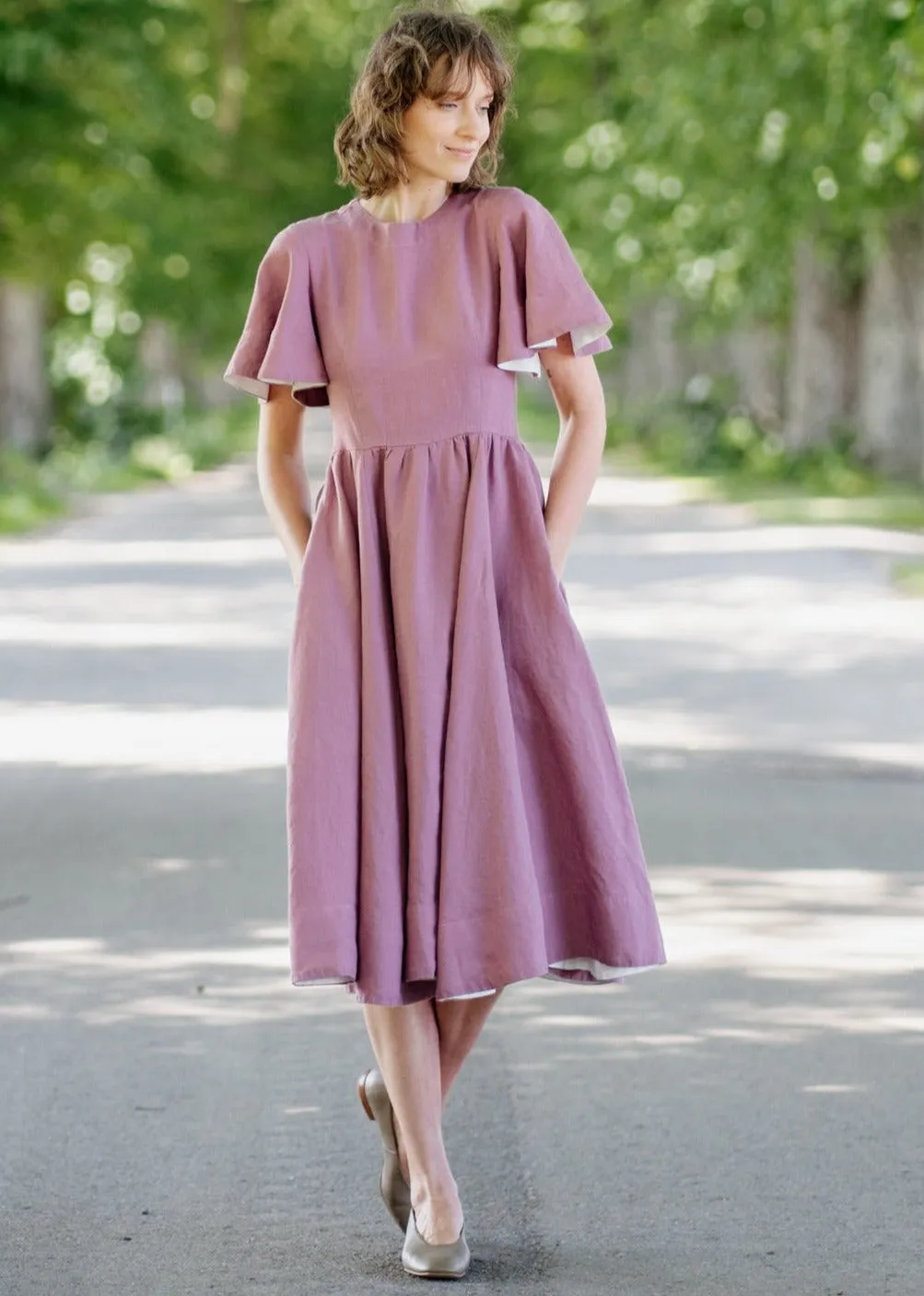 Butterfly Sleeve Dress, Short Sleeve