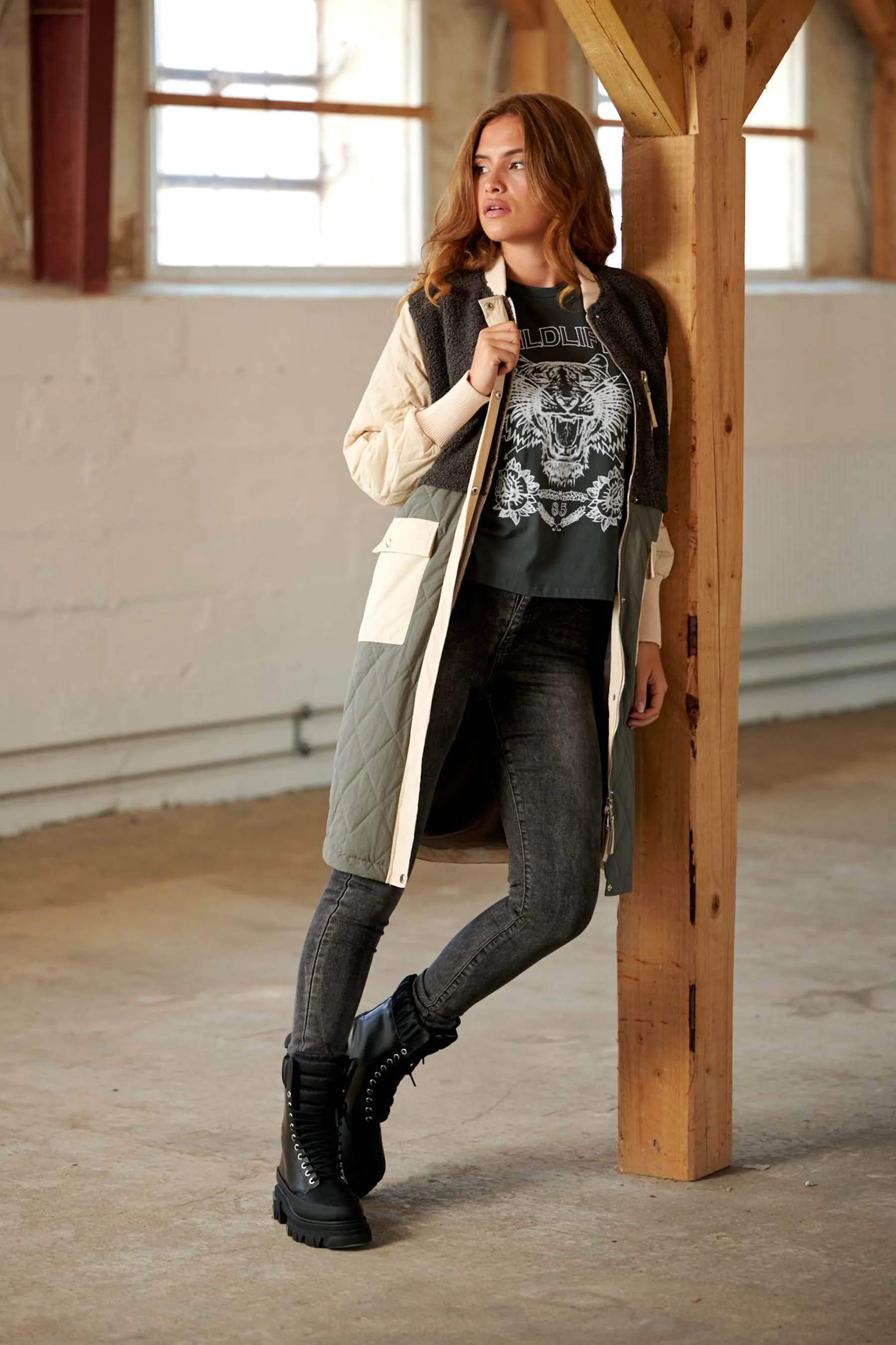 Etta Pile Coat - Grey Mix