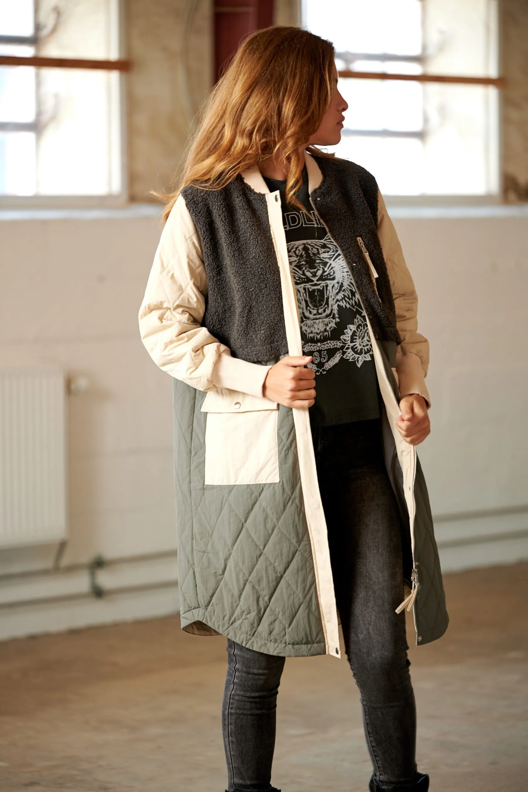 Etta Pile Coat - Grey Mix