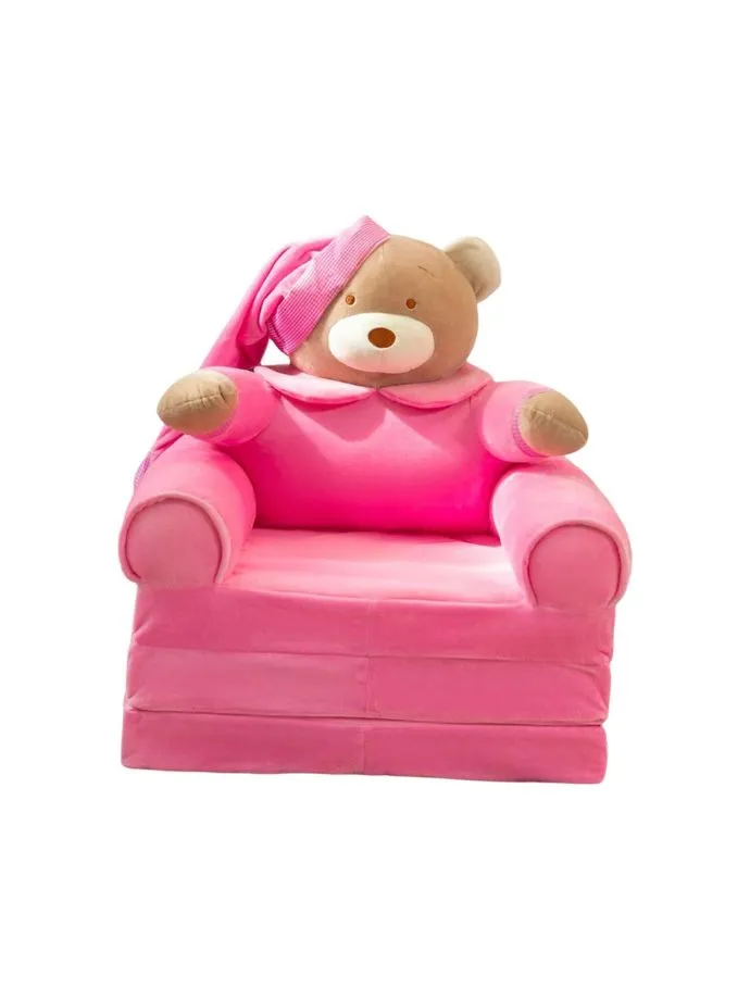 Foldable Toddler Chair Lounger for Kids, Removable and Washable Lazy Sleeping Sofa for Kids, Baby Sofa Bed Foldable Chair Teddy Bear