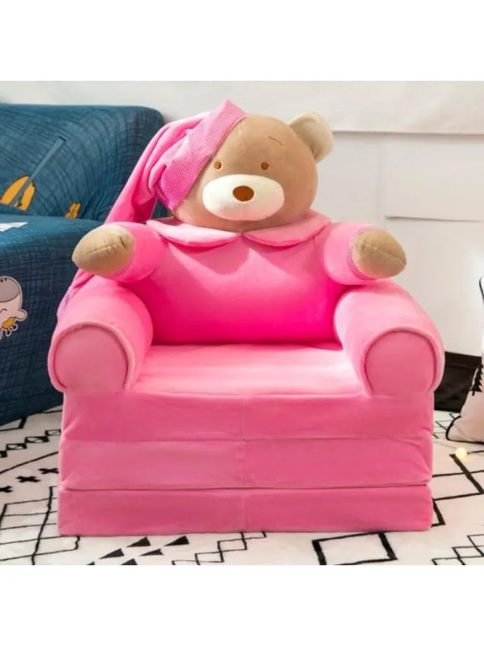 Foldable Toddler Chair Lounger for Kids, Removable and Washable Lazy Sleeping Sofa for Kids, Baby Sofa Bed Foldable Chair Teddy Bear