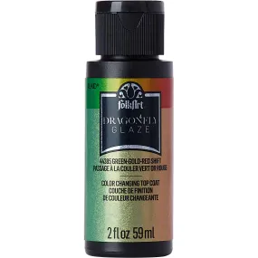 Folk Art Dragonfly Glaze Multisurface Paint - Green-Gold-Red- 2Oz