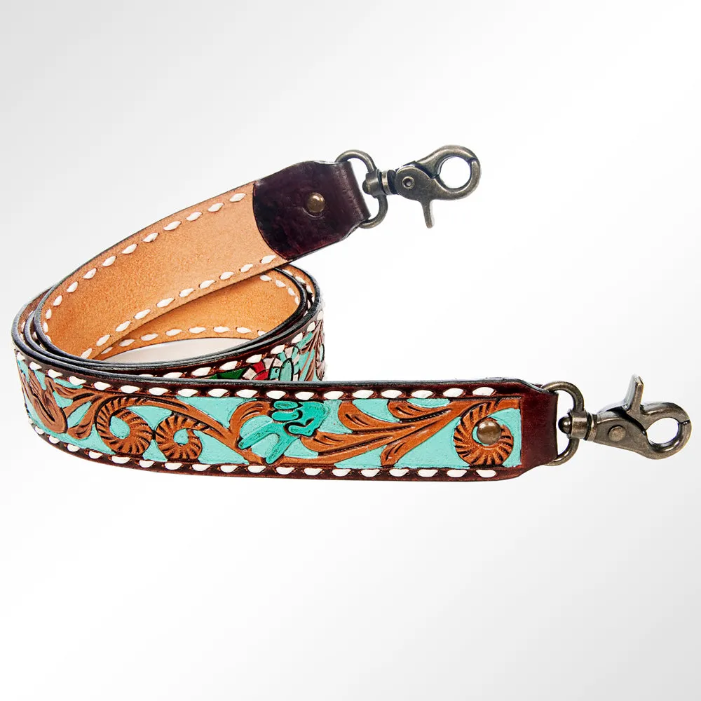 Gambler Print Leather Purse Strap
