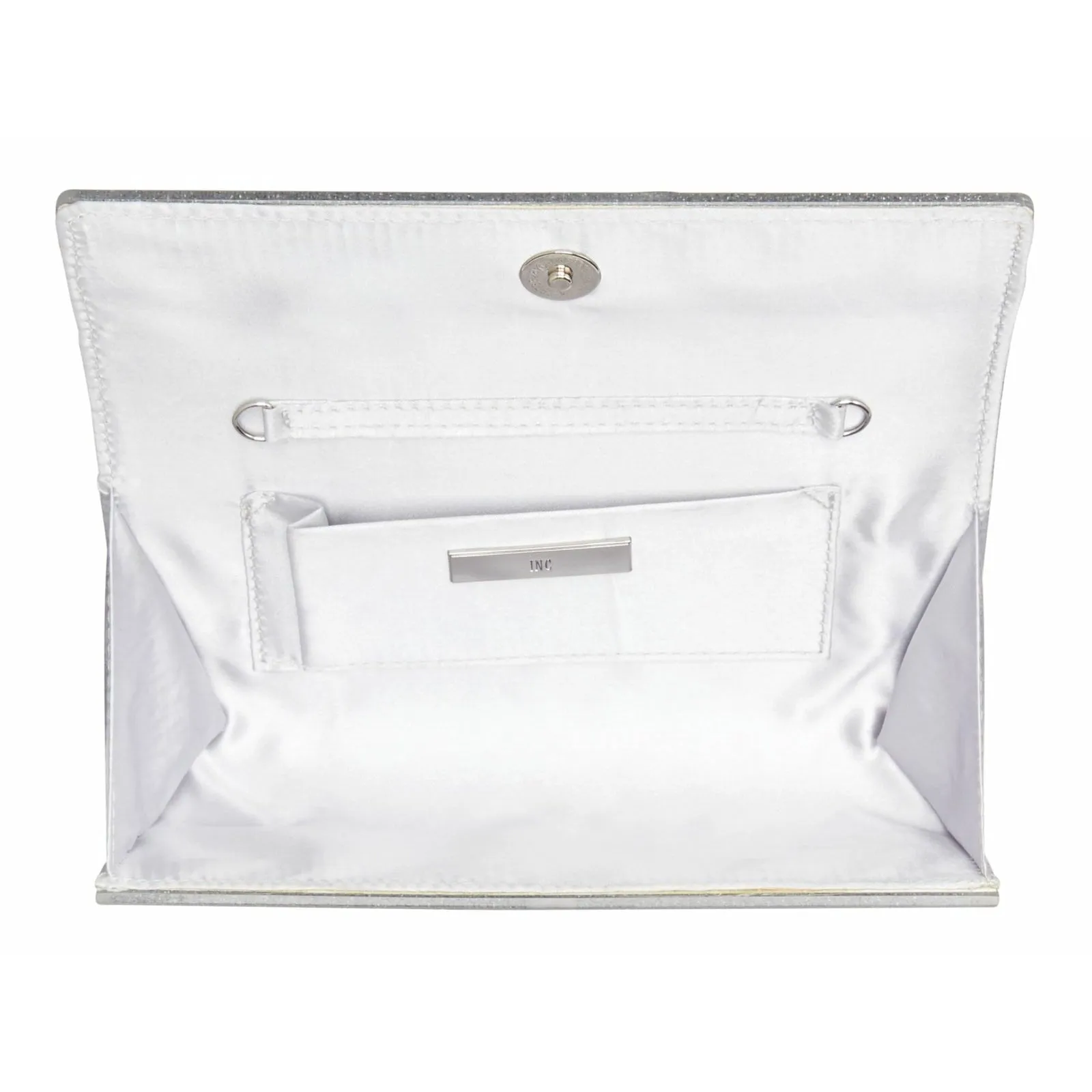 INC International Concepts Marietta Elongated Clutch Handbag Women's Bag Glitter Purse - Silver