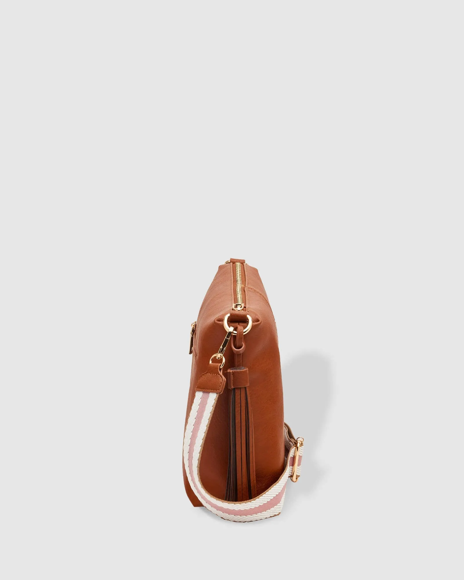 KASEY CROSSBODY BAG TAN STRIPE GUITAR STRAP