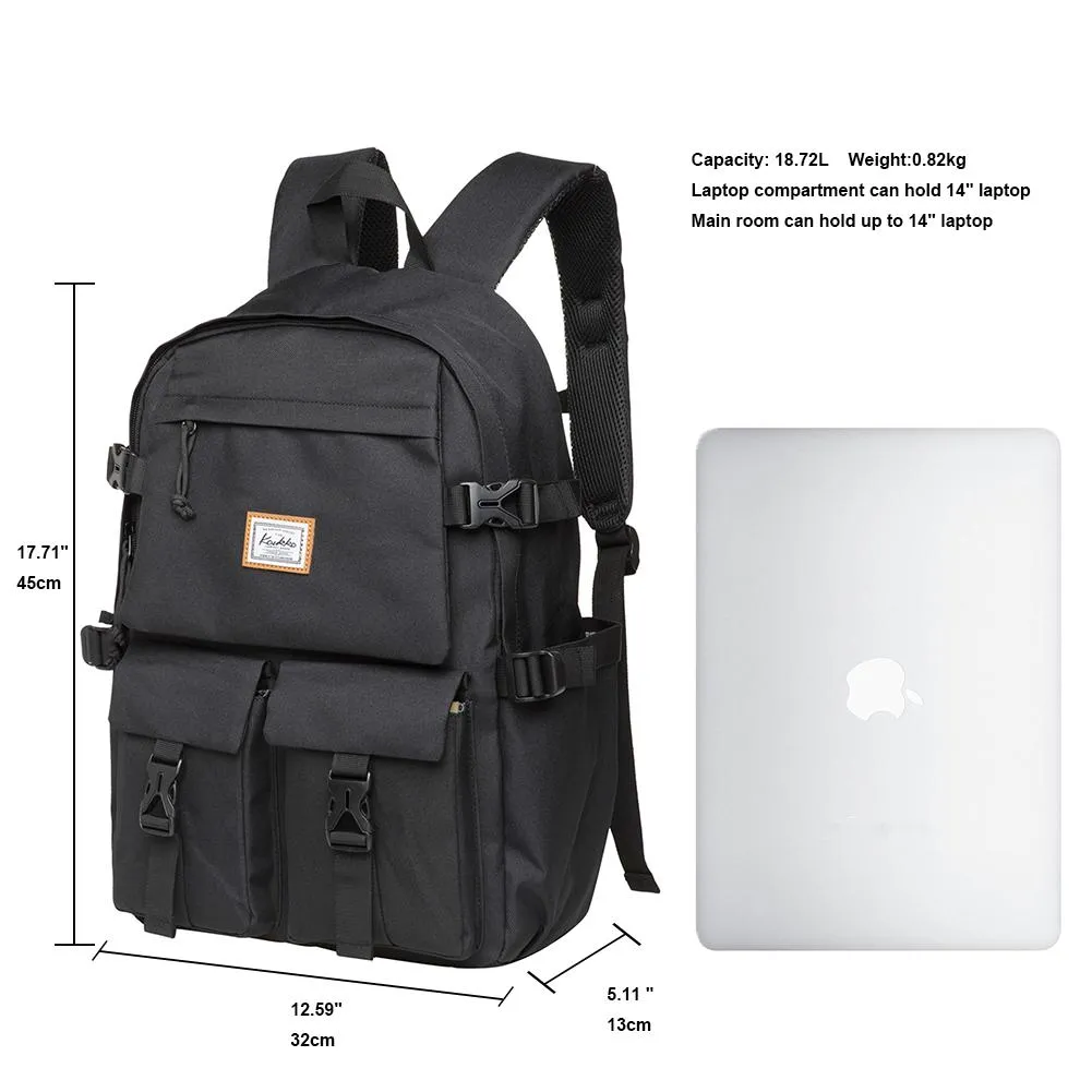 KAUKKO Backpack for School, KS22 ( Black / 18.4L )