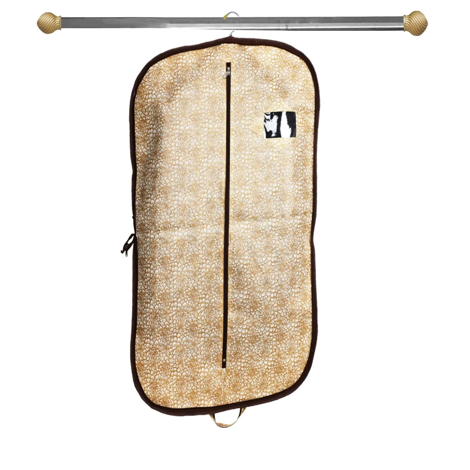 Kuber Industries Metalic Printed 9 Pieces Foldable Non Woven Men's Coat Blazer Cover (Golden Brown) -CTKTC41935