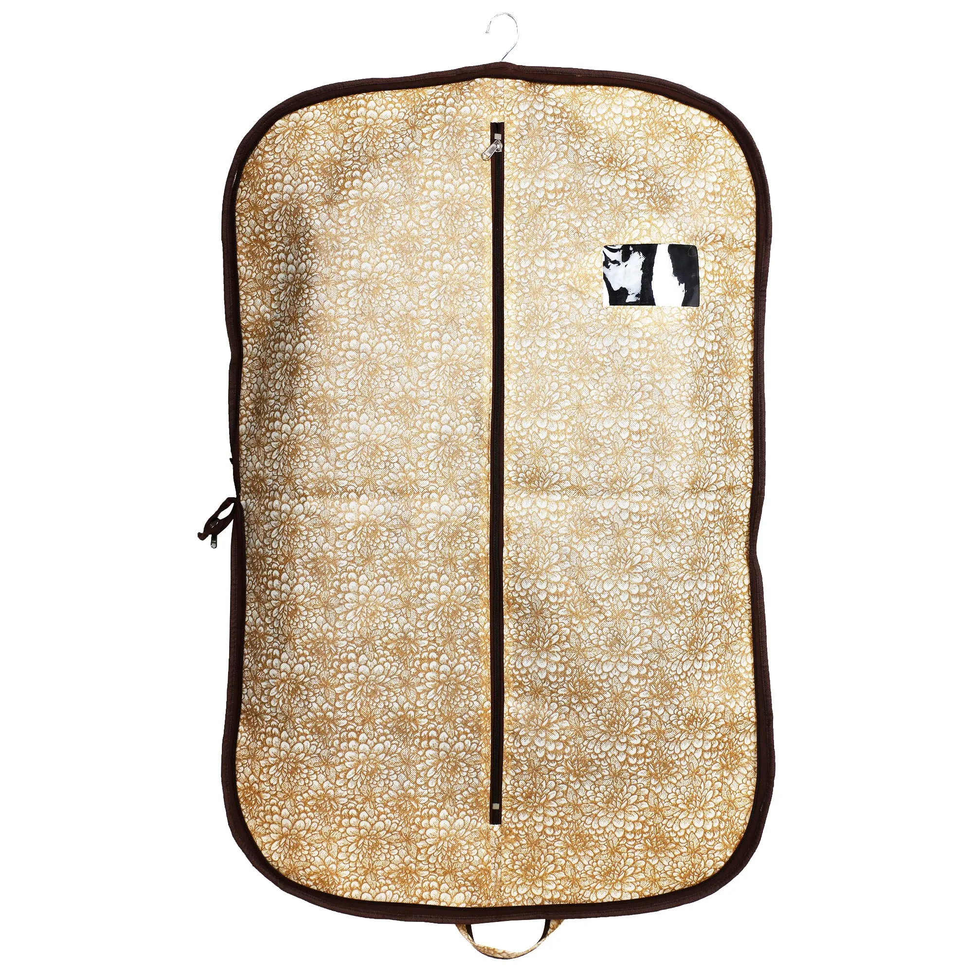Kuber Industries Metalic Printed 9 Pieces Foldable Non Woven Men's Coat Blazer Cover (Golden Brown) -CTKTC41935