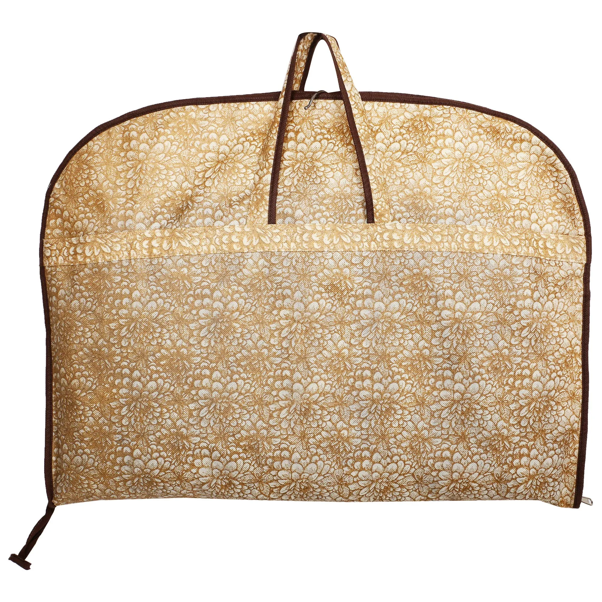 Kuber Industries Metalic Printed 9 Pieces Foldable Non Woven Men's Coat Blazer Cover (Golden Brown) -CTKTC41935
