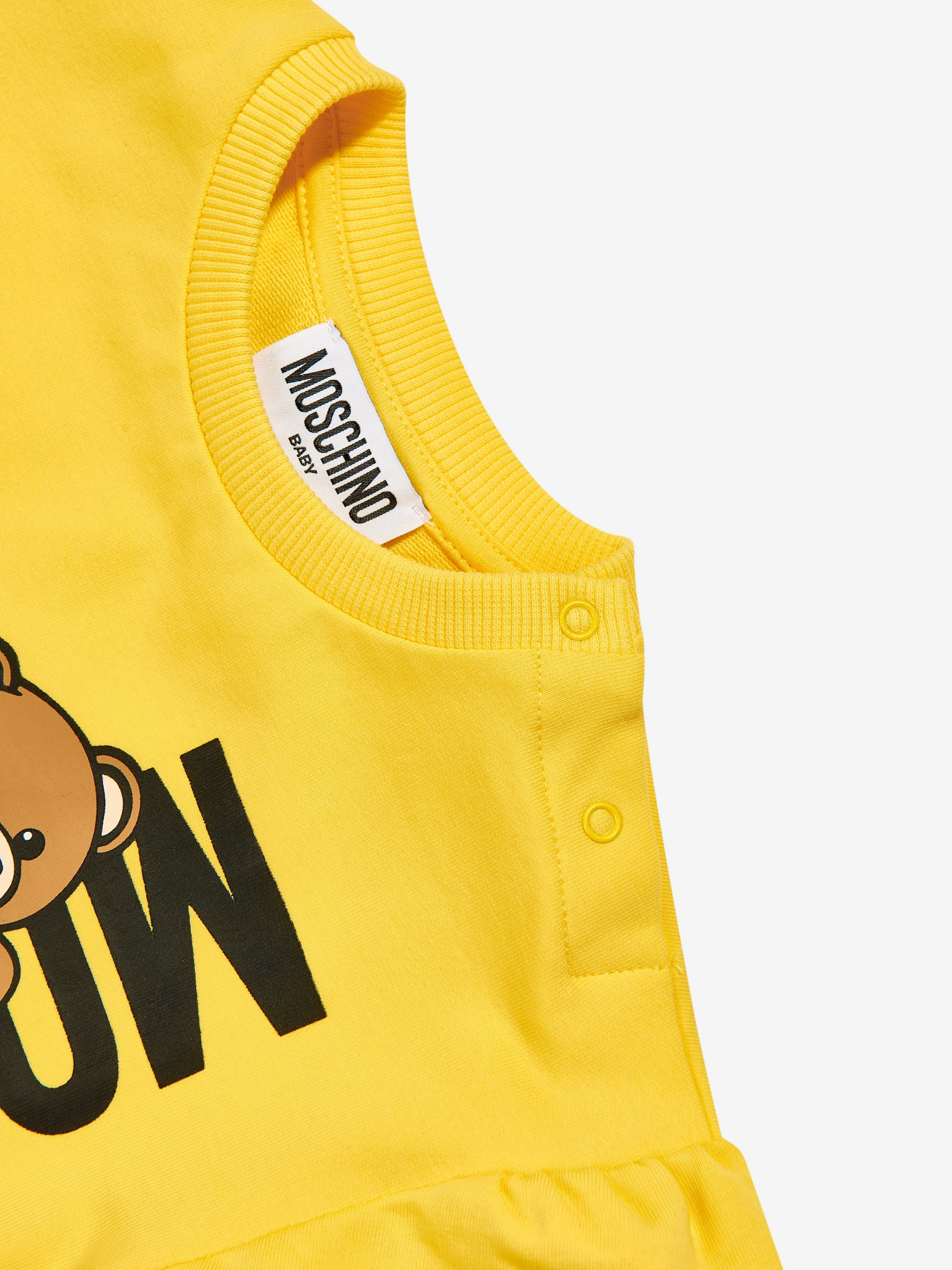 Moschino Baby Girls Teddy Logo Jersey Dress in Yellow