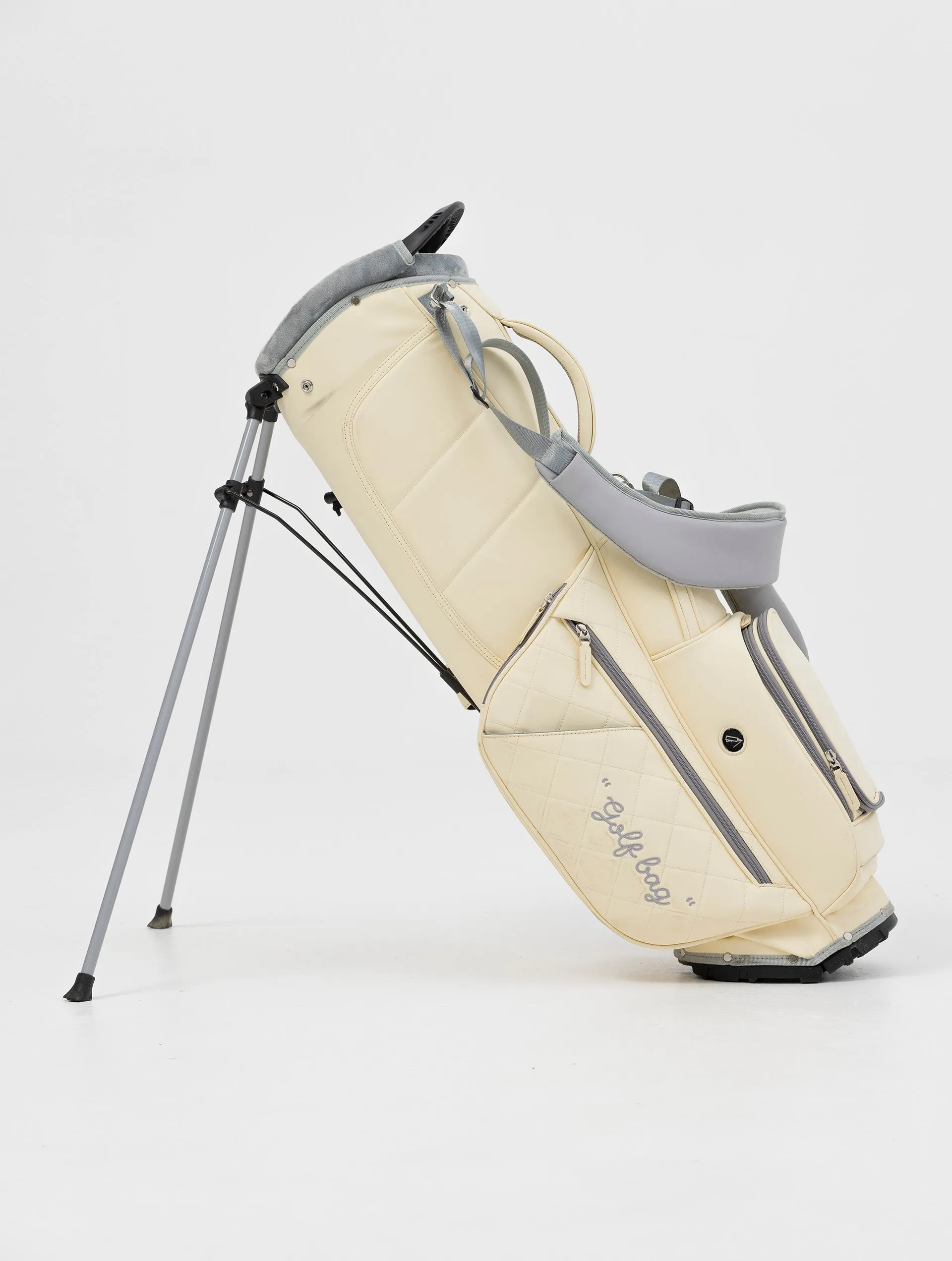 NOHOW LTD GOLF BAG IN CREAM WITH UNIQUE GREY ZIPPERS
