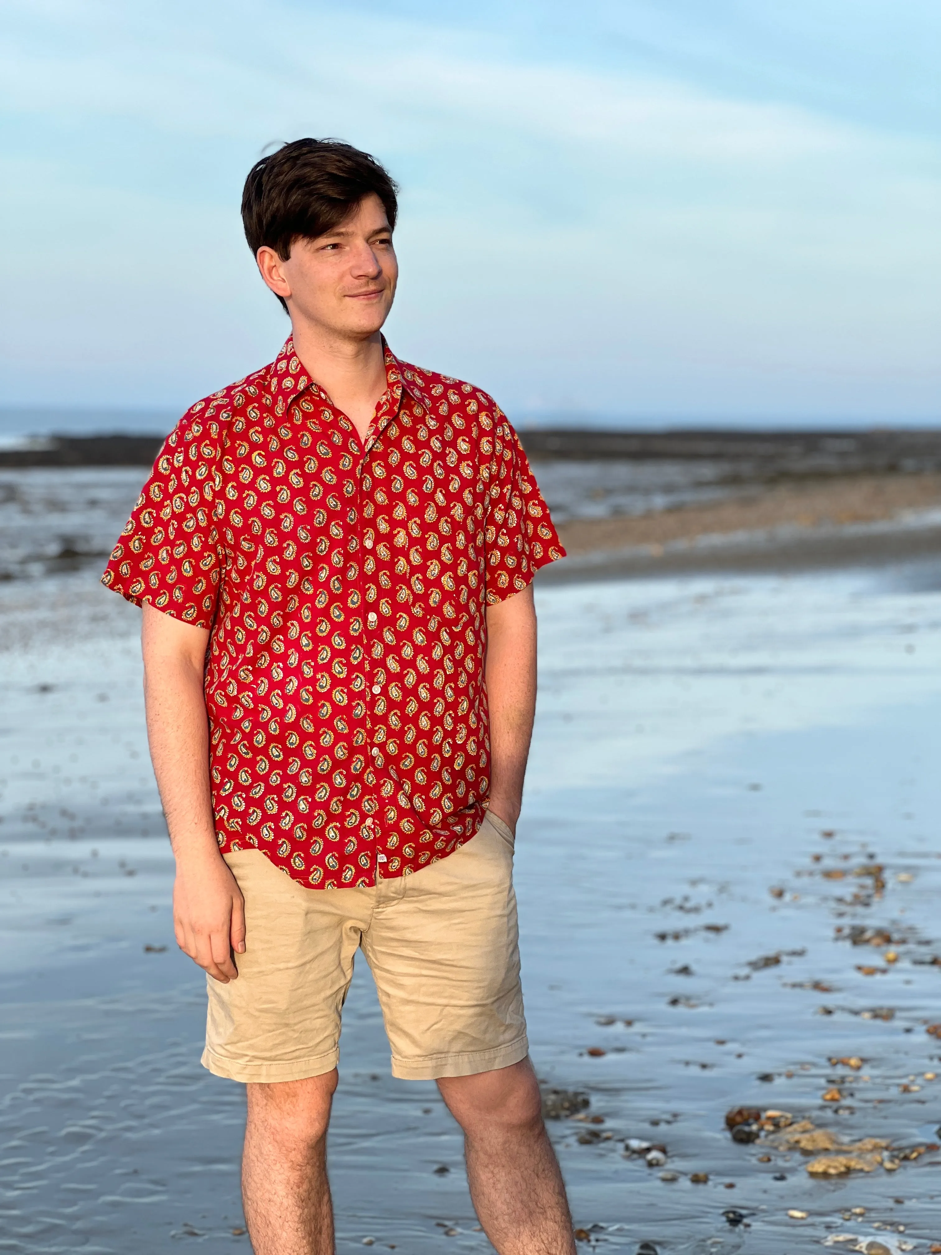 Pallas Red Paisley Men's Short Sleeve Shirt store credit only
