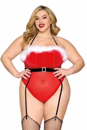Plus Size Velvet Santa Lingerie Teddy
