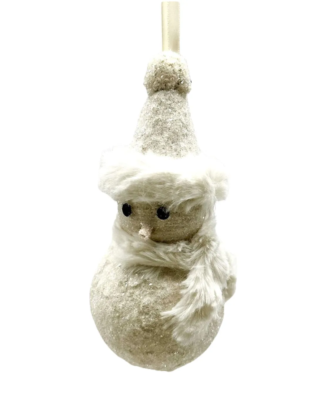 Powder Snowperson Ornament - Cream Fur