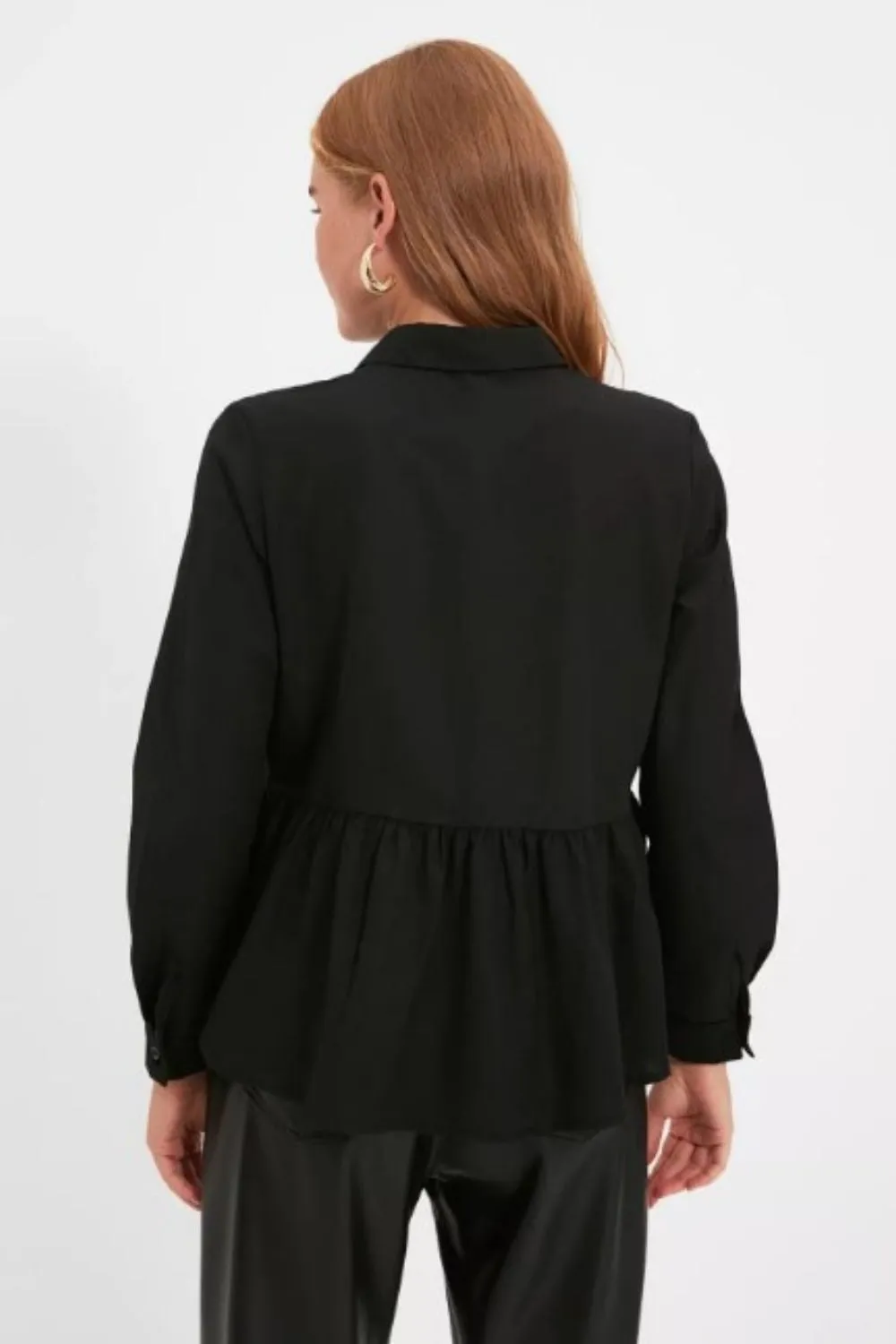 Slay In Black Full Sleeve Flounce Top