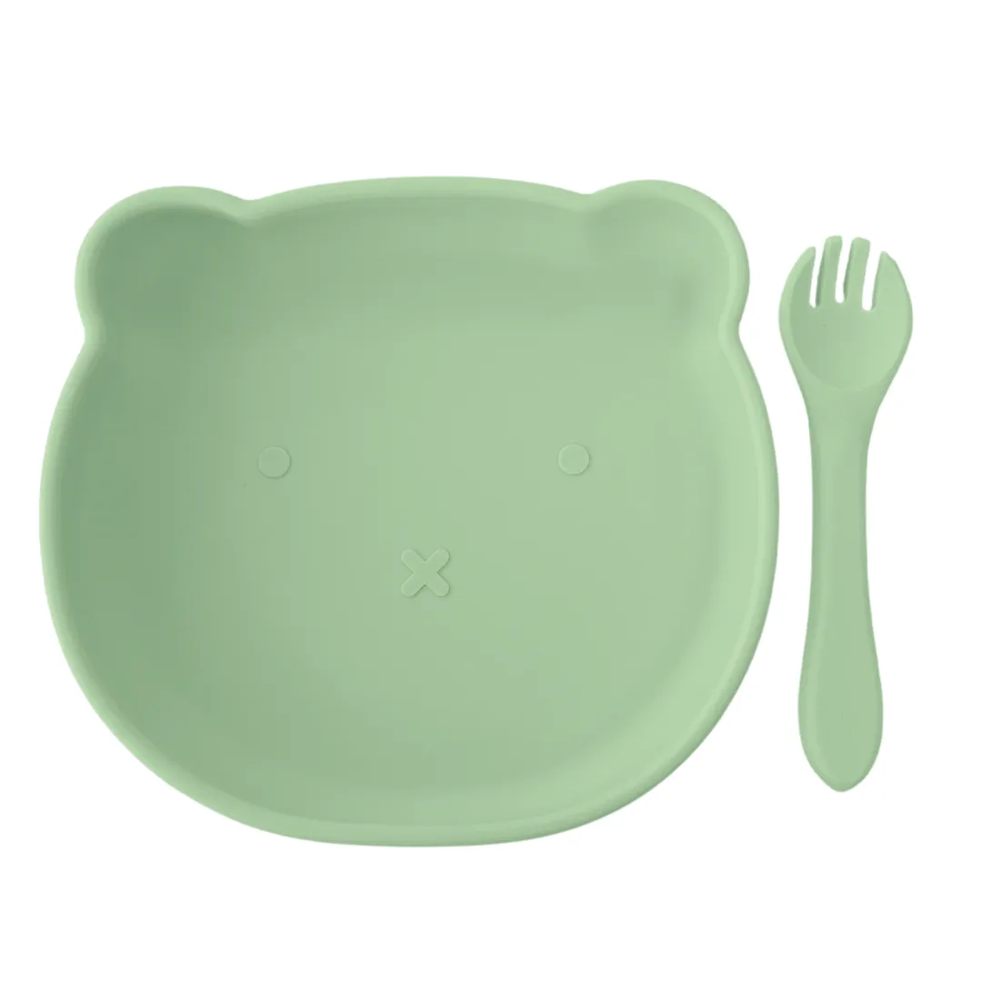 Sundae Bébé - Teddy Bear Picnic Silicone Dinner Set (Matcha Tea)