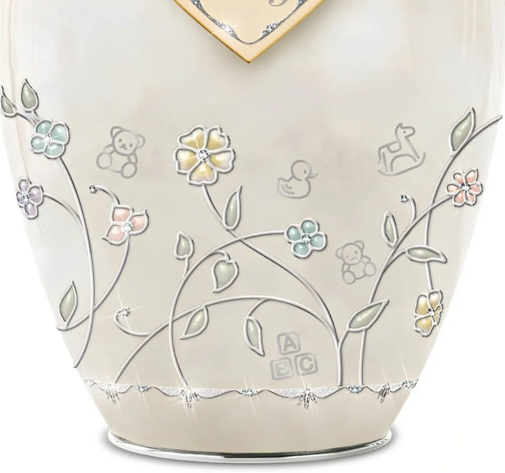 The Bradford Exchange "A Year of Blessings" Blessings For Baby Jar Porcelain Musical Wish Jar with 88 Brilliant Jewels and 365 Wish Cards 7.25-inches