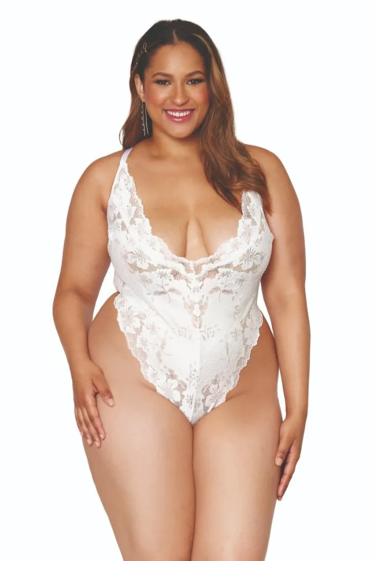 Voluptuous Lace Teddy with Sheer Mesh Robe