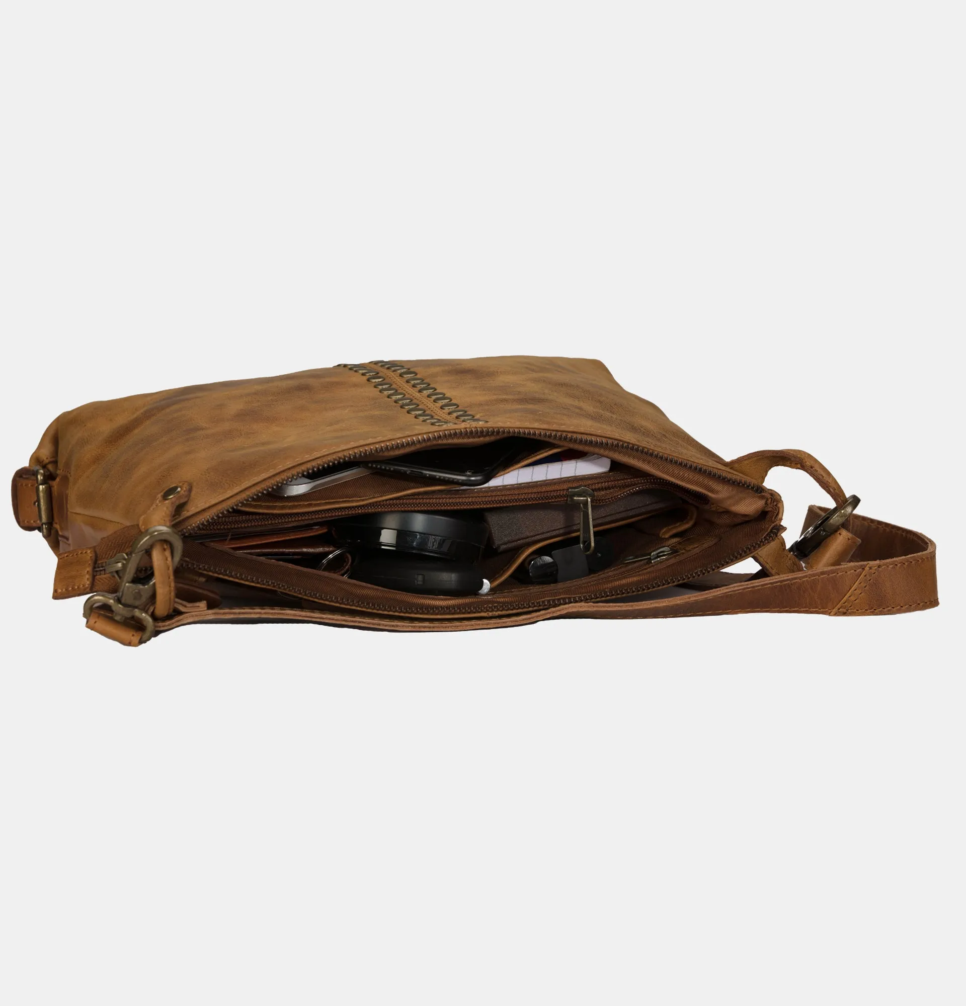 Women Brown Leather Hobo Shoulder Crossbody Bag | Finelaer