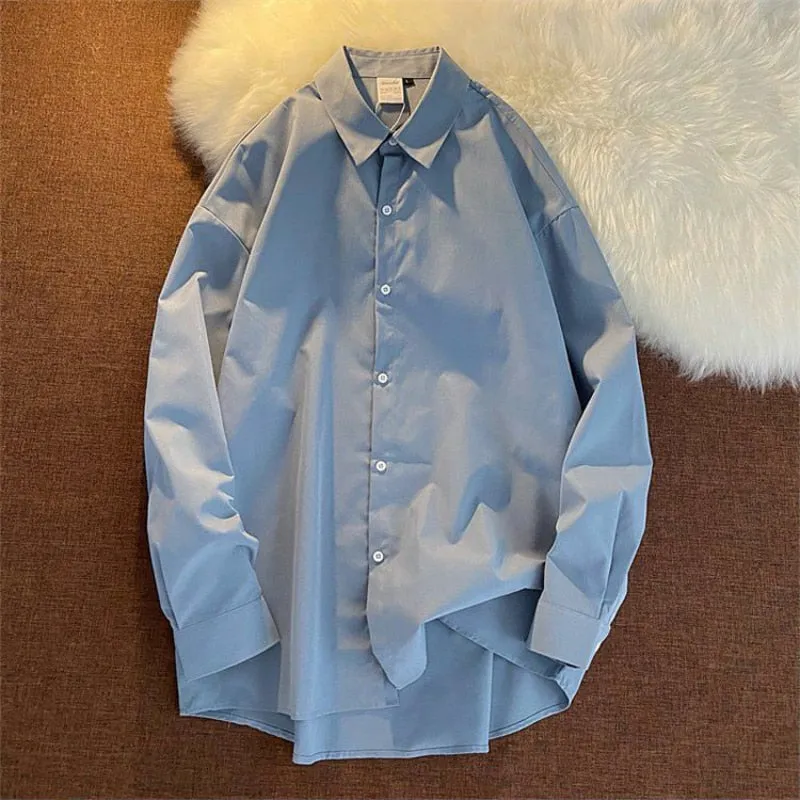 Women Shirts Long Sleeve Loose Button Up Solid Korean Oversize Shirt Fashion Turn Down Collar Casual Ladies Tops