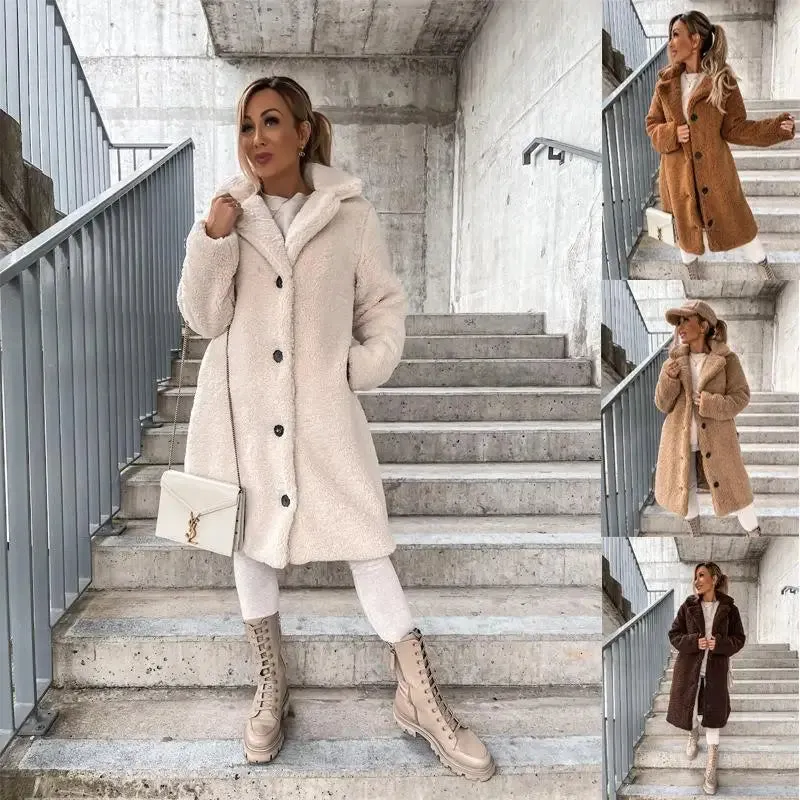 Women's Stylish Single Button Warm Plush Teddy Winter Coat | Ideal for Autumn/Winter